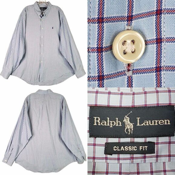 Polo Ralph Lauren Shirt Men's Size XXL Blue Plaid Button Down Long Sleeve - Picture 1 of 9
